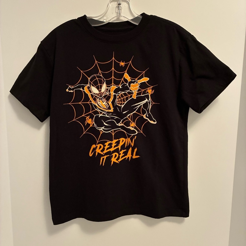 Marvel Boy's Spider-Man Creepin' It Real Halloween Short Sleeve T-Shirt Size M